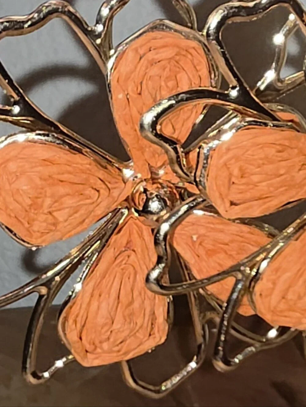 Floral Rafia With Gold-Tone Metal Accents, Drop Earrings, Orange, NWT